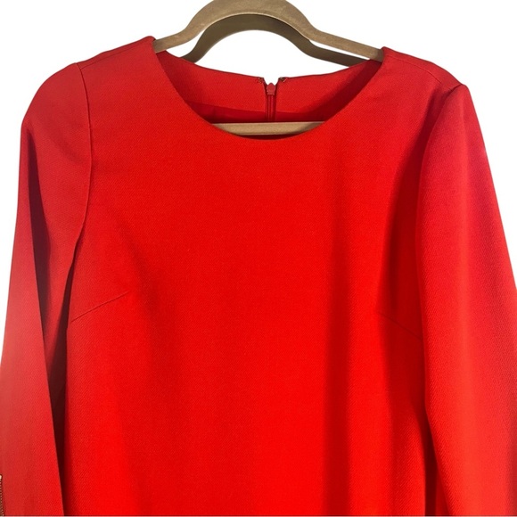 J. Crew Double Zipper Red Shift Dress 3/4 Sleeves  Sz 8 - Picture 5 of 12